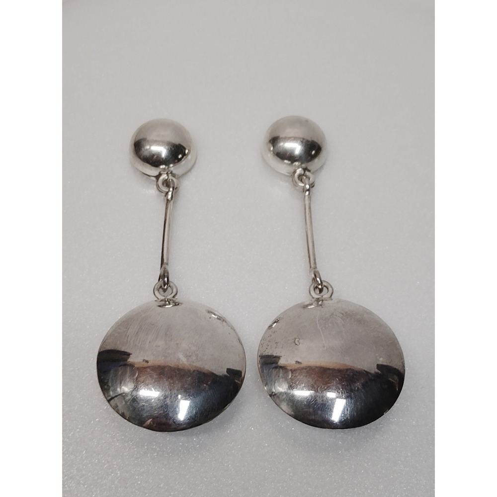 Taxco Mexico Vintage 925 Sterling Silver Modernist Dangle Ball/Dome Earrings 23g